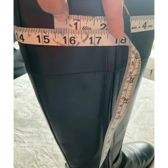 Tory Burch Everly Black Logo Knee High Leather Riding Boots size 7M - Picture 10 of 16